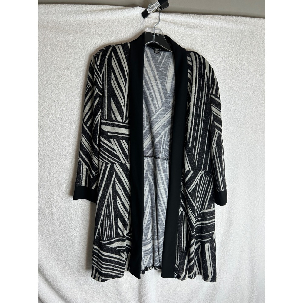 R&M Richards Womens Black Silver Metallic Geometric wedding Cardigan Jacket 10